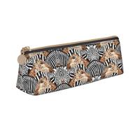 OKFSTY Trousse à crayons portable en cuir avec grande capacité de rangement Motif zèbre et girafe, blanc, Taille unique, Trousse de maquillage
