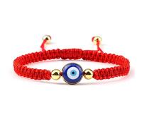 OKGD Bracelet tressé avec chaîne en fil rouge et noir - Fait à la main - Cadeau pour un ami - Couleur rouge et dorée