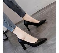 OKGD Chaussures à Talons à Talons épais 8cm Femmes Spring and Summer Nouveau Talons Soft Talons Soft All-Match Filles Chaussures de poinme français-Black,38, Noir, 38 EU