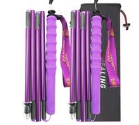 OKHEALING Bâtons de Trekking en Fibre de Carbone, se replie en 5 Sections, légers et Solides, protègent Les articulations, adaptés pour la randonnée, Le Trekking et l'alpinisme (Violet, 130cm)