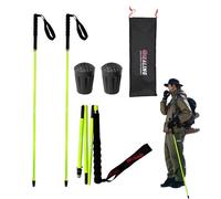 OKHEALING Lot de 2 bâtons de trekking en fibre de carbone haute résistance, pliables en 5 sections, légers et solides, protègent les articulations, adaptés pour la randonnée, le trekking et