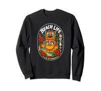 Okinawa Shisa Beach Kawaii Chien Gardien Japon Kanji Souvenir Sweatshirt