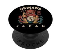 Okinawa Shisa Lion Dog Iyasasa Japon Culture Art Souvenir PopSockets PopGrip Adhésif
