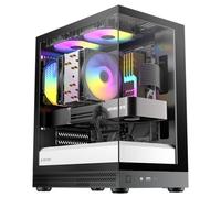 Okinos Aqua UNO Boîtier Micro ATX, pas de support de radiateur, longueur maximale du GPU 309 mm, verre trempé panoramique à dégagement rapide, ventilateur ARGB 3 x 120 mm pré-installé, type C 5 Gbit/s