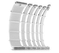 Okinos Câbles PSU, câble d'extension PC, 24 broches ATX / 4 + 4 broches EPS/PCI-E 8 broches / 6 broches PCI-E PSU Kit de câble d'extension de 30 cm de longueur avec peignes, connecteur blanc, blanc