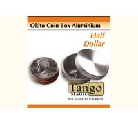 Okito Coin Box Aluminum Half Dollar (w/DVD)(A0004)by Tango - Trick