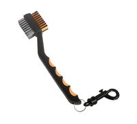 Okiyakusama Brosse pour Club de Golf - Nettoyage en Profondeur - Double Brosse en Acier et Nylon - Poignée Confortable - Crochet pour Sac - Outil Pratique D'e, Noir Orange