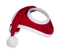 Okiyakusama Chapeau de Noël pour Cheval Bonnet Élastique pour Costume d'hiver Accessoire de Fête Santa avec Pompon Couvre-Chef Lavable en Polyester Solide Adapté