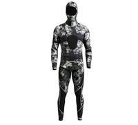 Okiyakusama Combinaison de Plongée Deux Pièces Combinaison Néoprène Souple Thermique Ajustée Soutien Chauffage Rétention Chaleur Ajustement Confortable Résistant, Vert Camouflage, M