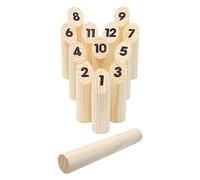 Okiyakusama Jeu de Lancer en Bois avec Ensemble de Quilles Jouet Bloc Numéroté Bowling de Pelouse et Bâton de Lancer Adapté aux Réunions Familiales Sorties