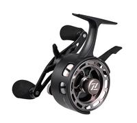 Okiyakusama Moulinet de Pêche Compact Alliage Métal 3+1 Roulements Rapport 3.2 1 Poignée Ergonomique Portable Convient Pêche sur Glace Lac Rivière Mer Réservoir, Main Gauche Noire