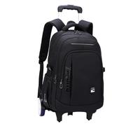 Okiyakusama Sac à Dos à roulettes pour Ordinateur Portable, Valise Trolley pour Ordinateur avec Plusieurs Compartiments, en Nylon Déperlant pour Adultes, Noir 2 Grandes Roues