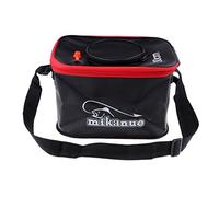 Okiyakusama Seau de Pêche Pliable avec Renforts Latéraux Solides Boîte à Eau Étanche en EVA Poignée Facile à Porter Design Rabattable Adapté à La Pêche Sportive B, Noir et Rouge, 30cm
