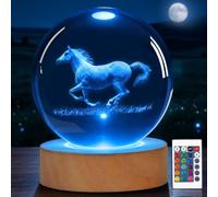 OkiyiD Boule de cristal cheval - Veilleuse chambre enfant - Décoration jolie - Télécommande 16 couleurs intensité variable