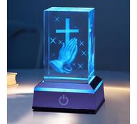 OkiyiD Figurine de croix de Jésus, veilleuse en forme de croix, cadeau de prière chrétienne, cadeau de baptême pour garçons et filles, cadeaux uniques de Noël et d'anniversaire