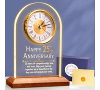 OkiyiD Horloge à quartz pour 25e anniversaire de mariage, 25 ans de mariage, mariage en argent pour couple, parents, grands-parents (25e anniversaire)