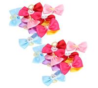 OKJHFD 20Pcs Handsewn Cute Pet Hair Bows Grooming Bows Lovely Bowknot with Rubber Bands for Pet Christmas Dog Bows Cute Puppy Dog Small Bowknot Hair Bows with Clips Bands Small Hai