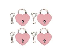 OKJHFD 4 Set Heart Padlock Zinc Alloy 38x30mm Love Lock with Key for Jewelry Boxes Wallets Handbags (Rose)