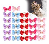 OKJHFD Cute Puppy Dog Bow Grooming Bows Loverly Bowknot with Rubber Bands Pet Headwear Small Bowknot Hair Bows with Rubber Band.