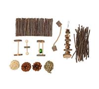OKJHFD Ensemble de Jouets pour Hamster, Jouet à mâcher pour Petits Animaux, Tunnel de broyage des Dents, Ficelle à mâcher, Boule de rotin, bâtons en Bois, Jouets molaires pour Hamster,