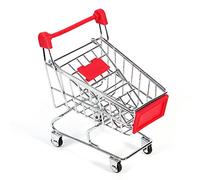 OKJHFD Ensemble de Jouets pour perroquets 3 Couleurs, Jouet d'entraînement éducatif pour Oiseaux, Mini Chariot de supermarché pour la Croissance de l'intelligence, Support en métal (Red)