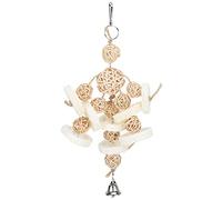 OKJHFD Hanging Chew Toy Loofah and Rattan Ball Swing String Pecking Toy for Large/Medium Parrots, Can Be Hung in Large and Medium-Sized Parrot Cages