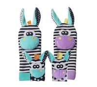OKJHFD Hochets De Poignet Et Chaussettes De Recherche De Pieds pour Bébé, Chaussettes à Hochet en Forme d'animal Doux, Jouet De Développement De Sangle De Hochet De Bracelet(Baby Socks)