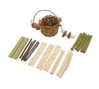 OKJHFD Jouets à mâcher pour Hamster, Panier de Paille Suspendu, Jouets à mâcher pour Lapin, bâtons en Bois de Pommier, Jouets à mâcher pour Lapin, Chinchilla, cochons d'Inde, Hamsters,