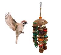 OKJHFD Jouets pour perroquets, Jouets à mâcher avec Coquille de Noix de Coco et Blocs de Bois colorés pour perruches Grises d'Afrique, perruches, calopsittes, Oiseaux perroquets de