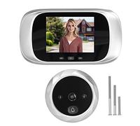 OKJHFD Visionneuse De Porte Numérique LED, Sonnette Vidéo LCD écran Couleur HD, Visionneuse De Porte Judas Numérique à 90 Degrés(Argent)