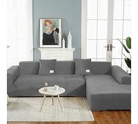 OKJK Couvre canape en Velours Stretch Tout Compris Housse canape Dangle, Housse de canapé Universelle Quatre Saisons en Forme de l, Protection canape (Dark Gray,Part A-A 140-185cm)