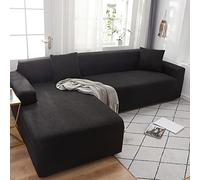 OKJK Couvre canape pour canapé en Cuir en Tissus Doux et élastique imperméable à l'eau, Couvre canape d Angle Mode Tout Inclus, Convient à la Plupart des canapés,Black,2-Seat 145-185cm