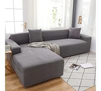 OKJK Couvre canape pour canapé en Cuir en Tissus Doux et élastique imperméable à l'eau, Couvre canape d Angle Mode Tout Inclus, Convient à la Plupart des canapés,Light Grey,2-Seat 145-185cm
