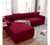 OKJK Couvre canape pour canapé en Cuir en Tissus Doux et élastique imperméable à l'eau, Couvre canape d Angle Mode Tout Inclus, Convient à la Plupart des canapés,Red Wine,2-Seat 145-185cm