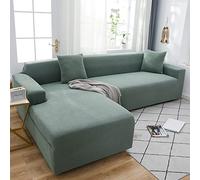OKJK Housse canape d'angle Quatre Saisons universelles Extensibles Housses de canapé Impermeable, Tissu Confortable en Polaire à la Mode, Protege canape de Salon,Matcha Green,2-Seat 145-185cm