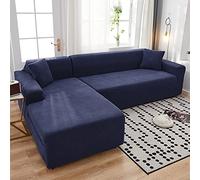 OKJK Housse canape Extensible imperméable à l'eau en Molleton de maïs élastique Doux et Confortable Couvre canape, Universelle Moderne pour Housse Fauteuil de Salon,Navy Blue,4-Seat 230-300cm