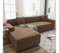 OKJK Housse canape Extensible imperméable à l'eau en Molleton de maïs élastique Doux et Confortable Couvre canape, Universelle Moderne pour Housse Fauteuil de Salon,Light Coffee,4-Seat 230-300cm