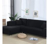 OKJK Housse De Canapé d'angle, Housse De Meuble De Salon Moderne, Couverture Canape Chaise Longue Forme De L élastique Extensible Universel (Black,Part B-B 195-230cm)