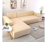 OKJK Housse De Canapé d'angle, Housse De Meuble De Salon Moderne, Couverture Canape Chaise Longue Forme De L élastique Extensible Universel (Beige,Part A-A 145-190cm)