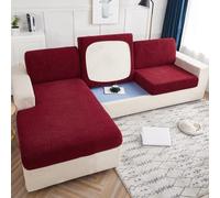 OKJK Housse de canapé élastique imperméable, Housse Coussin canapé Jacquard Tout Compris antidérapantes pour Salon Protection canap Universel Quatre Saisons (Wine Red,Plus Size2(M))