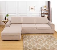OKJK Housse de siège de canapé, Housse de canapé d'angle en Polyester élastique, Protection canapé de Meuble Universel Quatre Saisons pour Le Salon (Off-White,L-Shaped)