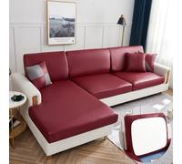 OKJK Housse de siège de canapé, Protection canap en Tissu avec Technologie en Simili Cuir imperméable, pour Housse de canap d'angle de Salon élastique Universel (Wine Red,Normal Size-1)