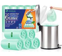 OKKEAI Sacs Poubelle 6L Bleu Brillant avec Liens Coulissants - 120 Pièces (40x45cm), Sac Poubelle 6L Étanches, Parfaits pour Cuisine, Salle de Bain, Bureau et Divers Usages Quotidiens