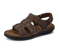 OKKO Sandales en cuir pour homme - Sandales de pêcheur athlétiques - Chaussures d'été décontractées pour homme - Aventures en plein air - Activités aquatiques - Zapatos de playa, Brun rougeâtre, 39.5