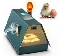 Okkobi M10 Couveuse Oeuf Automatique - Idéal tous âges - Incubateur Retournement Automatique - Contrôle Humidité - Mire oeuf intégré - 10 œufs - Tout type volailles - Vert et Orange