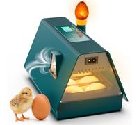 Okkobi M10 Couveuse Oeuf Automatique - Idéal tous âges - Incubateur Retournement Automatique - Contrôle Humidité - Mire oeuf intégré - 10 œufs - Tout type volailles - Vert et Jaune