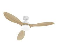 OKLAHOMA Blanc & Bois - Ventilateur de plafond Ø137cm 100W + éclairage LED