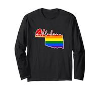 Oklahoma Carte USA État Oklahoma Arc-en-Ciel Drappeu Fierté Manche Longue