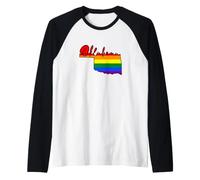 Oklahoma Carte USA État Oklahoma Arc-en-Ciel Drappeu Fierté Manche Raglan