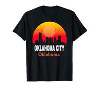 Oklahoma City State USA Vintage Sunset Retro Skyline T-Shirt